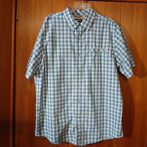 Chaps Mens Shirt Short Sleeve/ Button-Down/ Multicolor Mini-Plaid/XL - Picture 2 of 7
